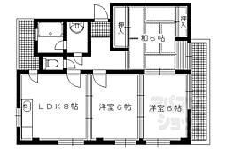 北白川コーポラス 3LDKの間取図画像