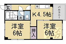 エレガンスコート烏丸西 2DKの間取図画像