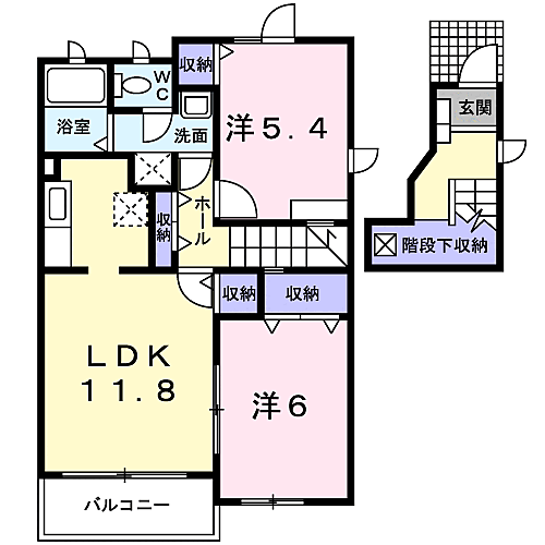 フォレストＢ 201｜神奈川県小田原市下堀(賃貸アパート2LDK・2階・61.68㎡)の写真 その2