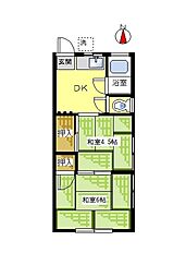 新栄ハイツ 2DKの間取図画像
