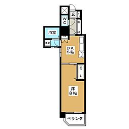 レインボー上飯田 4階1DKの間取り