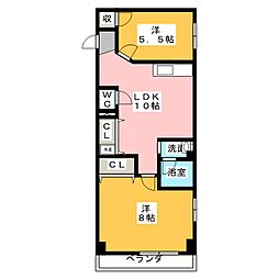 若葉ビル 2DKの間取図画像