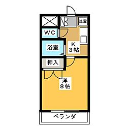 マンション駒止 1Kの間取図画像