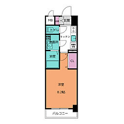 axis　sakura 3C 3階1Kの間取り
