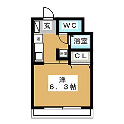 ユースエザキ ワンルームの間取図画像