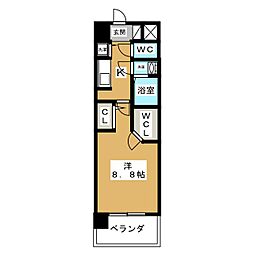 ラドゥセール志賀本通2 1Kの間取図画像