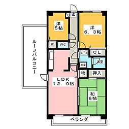 南山第3スカイハイツ 3LDKの間取図画像