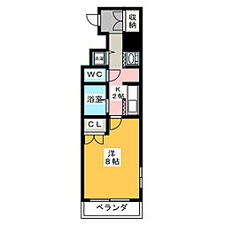 メゾン・ド・ソレイユ 1Kの間取図画像