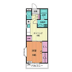河野第五マンション 1DKの間取図画像