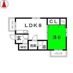 ハイツ駒止 1LDKの間取図画像