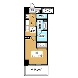 ドゥナーレ辻町 1Kの間取図画像