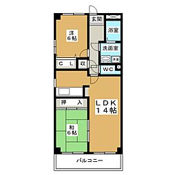 TWINS白壁北棟 2LDKの間取図画像
