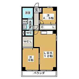 西脇ビル 2LDKの間取図画像