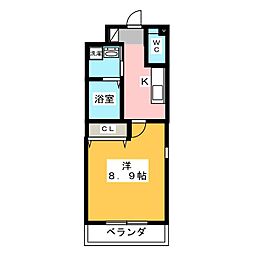 メゾンウエスト 1Kの間取図画像