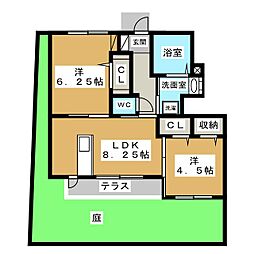 クレール桐畑 2LDKの間取図画像