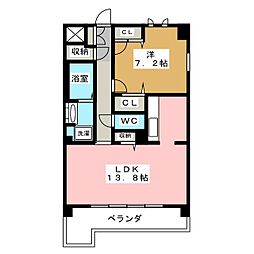 メゾングランドゥール 1LDKの間取図画像
