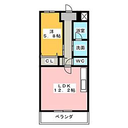 LaTamidence駒止 1LDKの間取図画像