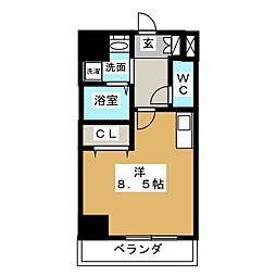 アルバ志賀本通 ワンルームの間取図画像
