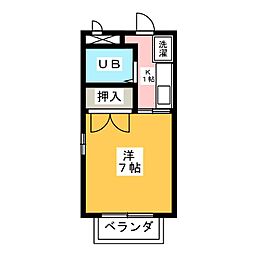名城マンション 1Kの間取図画像