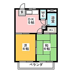 エクレール楠 2DKの間取図画像