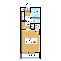 フォーブル萩野 1Kの間取図画像