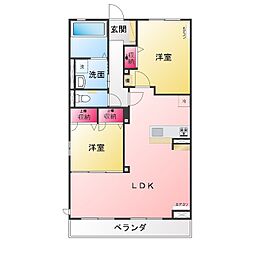ラ エフディム ファミーユ 2LDKの間取図画像