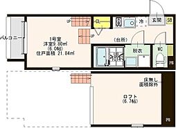 ハーモニーテラス中杉町2 ワンルームの間取図画像