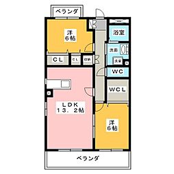 レストポイントイケハナ 2LDKの間取図画像