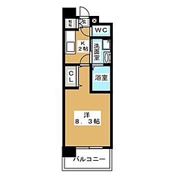 パルティール黒川 1Kの間取図画像