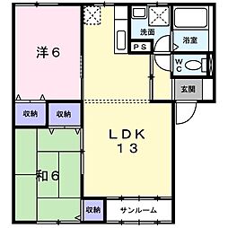 アクア・フェザーA 2LDKの間取図画像
