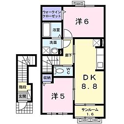 トレフルE 2DKの間取図画像