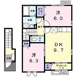 リーブル 2DKの間取図画像