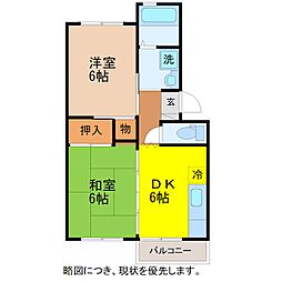 コーポ福田 2DKの間取図画像