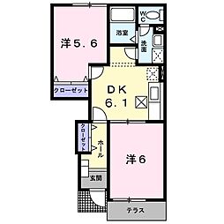 フューチャーコートA 2DKの間取図画像