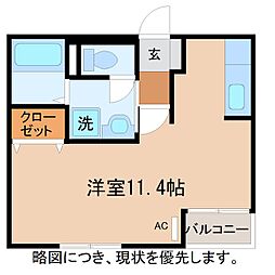 ハートフルオリーブの樹 ワンルームの間取図画像