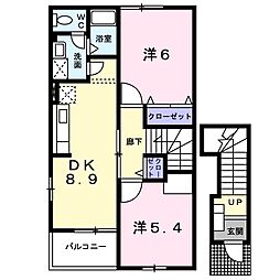 ウイングコートB 2DKの間取図画像