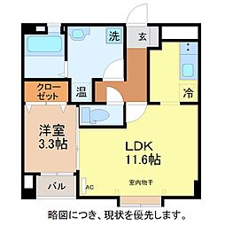 ジュエル 1LDKの間取図画像