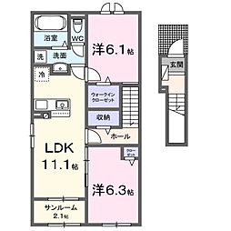 レジデンス箔 2LDKの間取図画像
