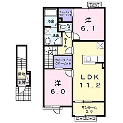 サニーセイバリ1 2LDKの間取図画像