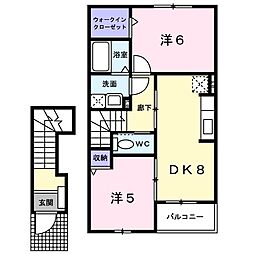 ボアメゾン 2DKの間取図画像