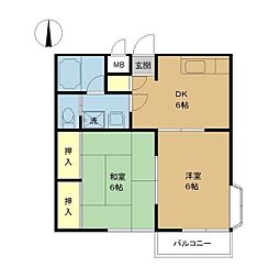 プレミール京王 2DKの間取図画像