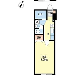 ホリノウチフラットA 1Kの間取図画像
