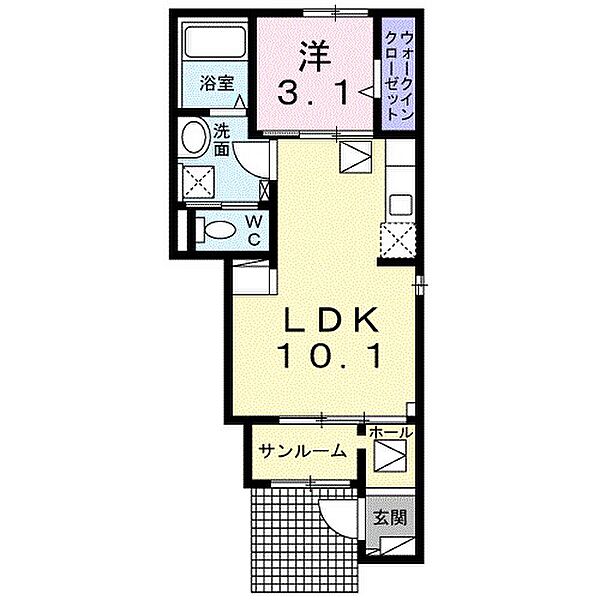 サンコート 103｜山口県下関市梶栗町５丁目(賃貸アパート1LDK・1階・36.25㎡)の写真 その2