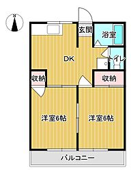 サニータウンB 2DKの間取図画像