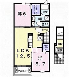 ハピネス 2LDKの間取図画像