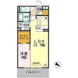 フローラ宮田 1LDKの間取図画像