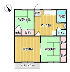 グリーン杉迫 3DKの間取図画像