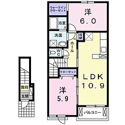 シティフローラル2 2LDKの間取図画像