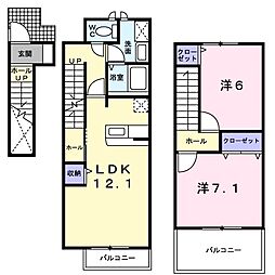 サンシャイン長府2 2LDKの間取図画像