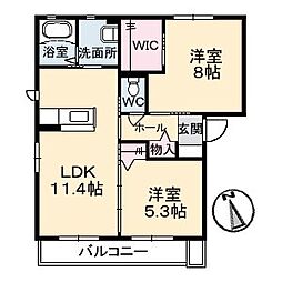 シャーメゾンマニエール2B 2LDKの間取図画像
